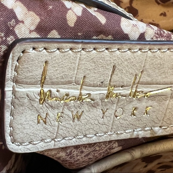 Nicole Miller Faux Leather Snakeskin Large Tote Beige - Picture 9 of 11